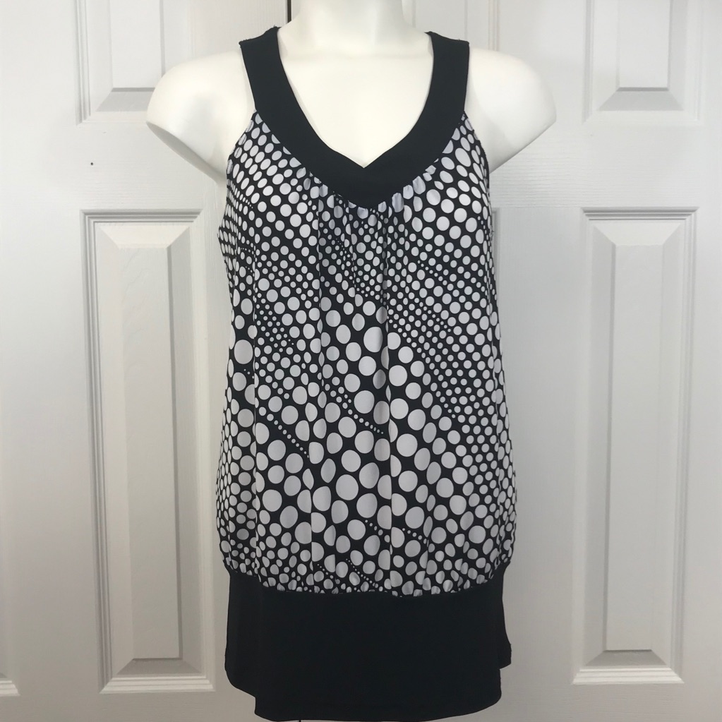 Byer California Black White Polka Dots Tank Top